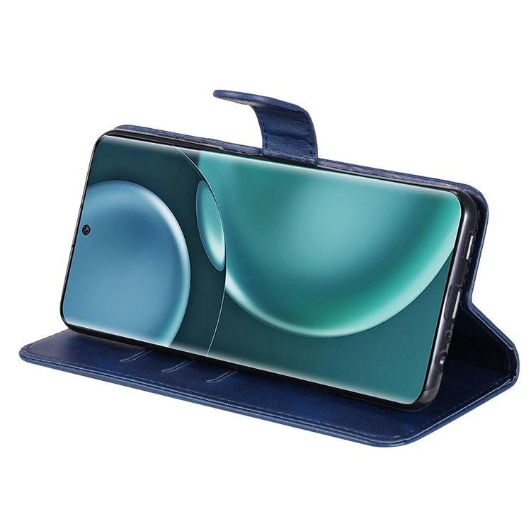 For Honor Magic4 5G/Magic4 Pro 5G Anti-fall PU Leather Wallet Folio Flip Case Zipper Pocket Stand Shockproof Protective Cover - Blue