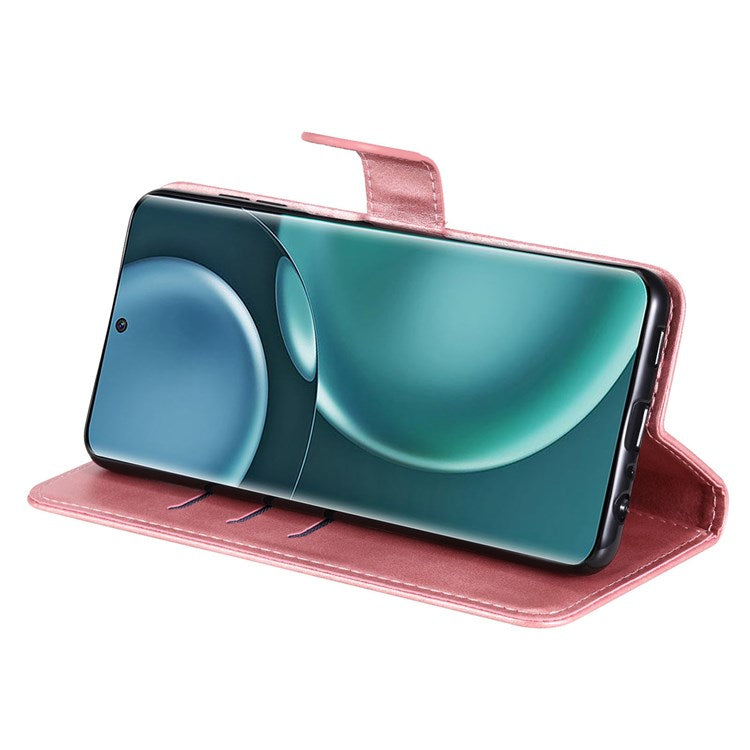 For Honor Magic4 5G/Magic4 Pro 5G Anti-fall PU Leather Wallet Folio Flip Case Zipper Pocket Stand Shockproof Protective Cover - Rose Gold