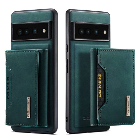 DG.MING M2 Series Magnetic Wallet Phone Case for Google Pixel 7 Pro 5G, Detachable 2-in-1 Kickstand Drop-proof Cover - Green