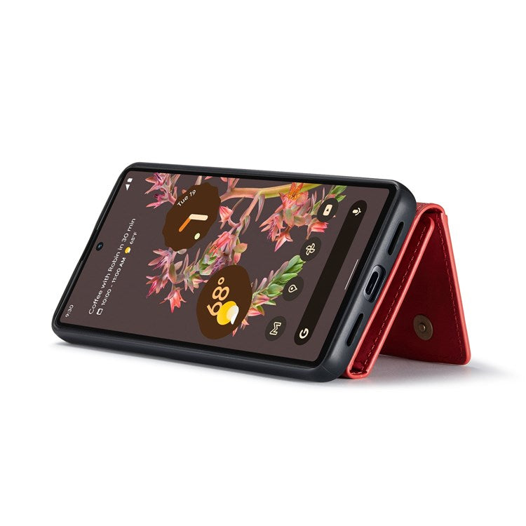 DG.MING M2 Series for Google Pixel 7 5G Magnetic Absorption Drop-proof Phone Case with Detachable Wallet/Kickstand - Red