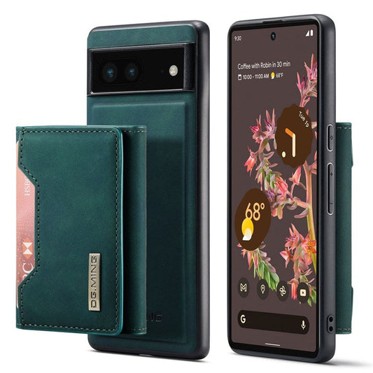 DG.MING M2 Series for Google Pixel 7 5G Magnetic Absorption Drop-proof Phone Case with Detachable Wallet/Kickstand - Green
