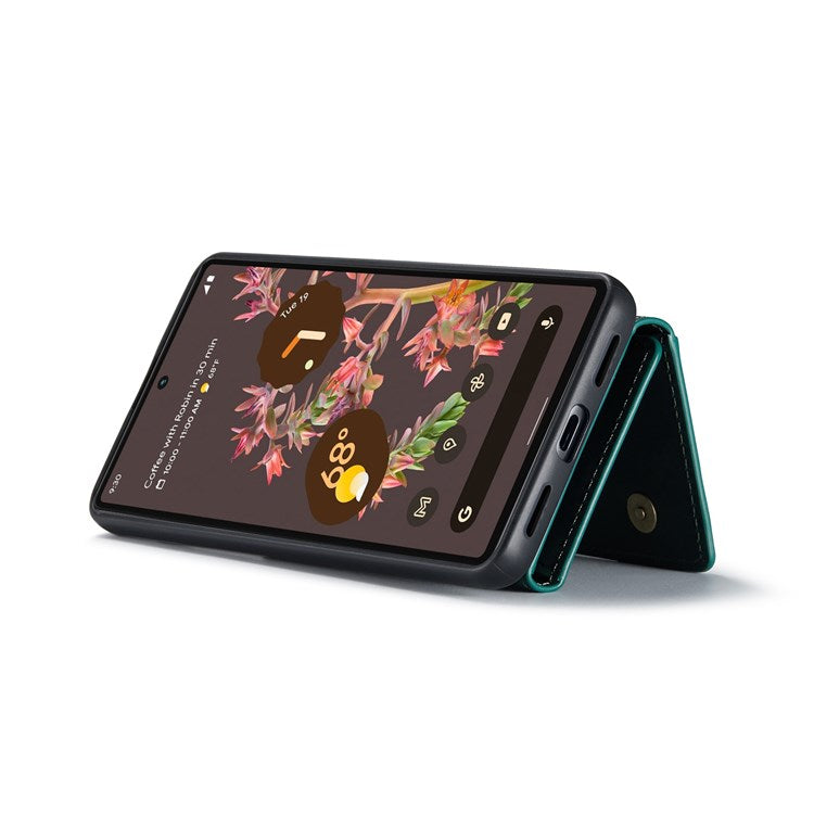 DG.MING M2 Series for Google Pixel 7 5G Magnetic Absorption Drop-proof Phone Case with Detachable Wallet/Kickstand - Green