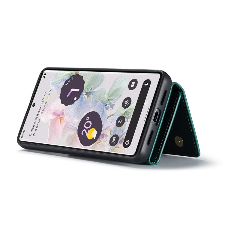 DG.MING M1 Series For Google Pixel 7 Pro 5G Magnetic Detachable Wallet PC+TPU+PU Phone Case with Kickstand - Green