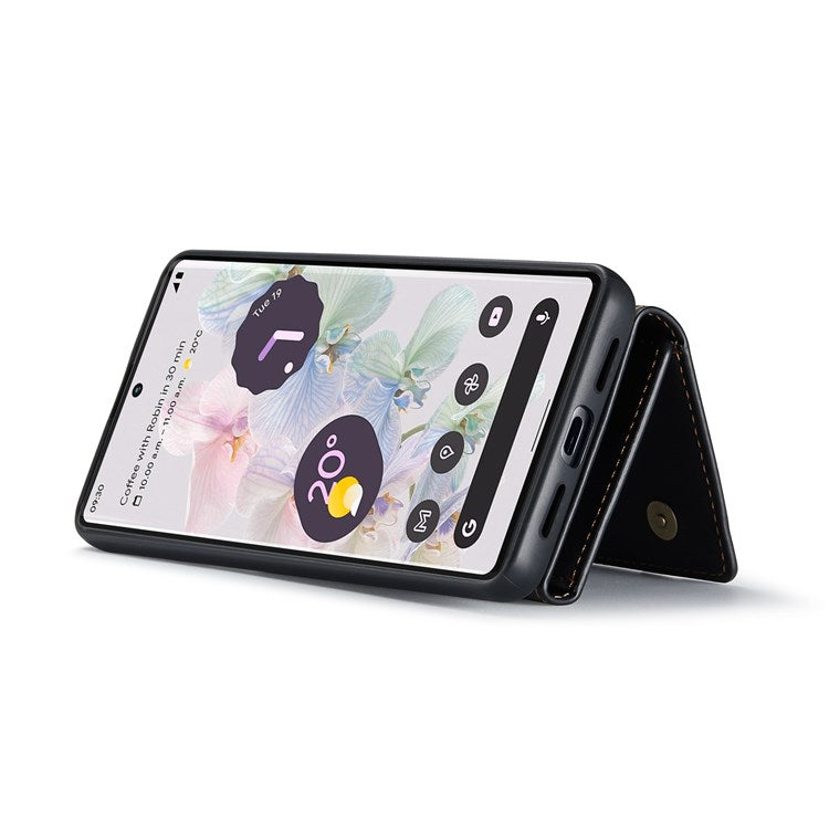 DG.MING M1 Series For Google Pixel 7 Pro 5G Magnetic Detachable Wallet PC+TPU+PU Phone Case with Kickstand - Black