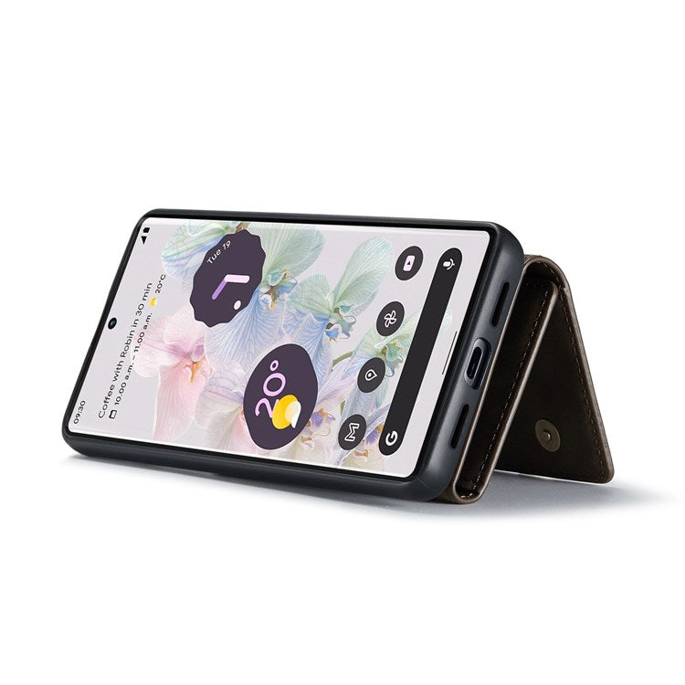 DG.MING M1 Series For Google Pixel 7 Pro 5G Magnetic Detachable Wallet PC+TPU+PU Phone Case with Kickstand - Coffee