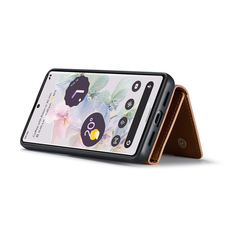 DG.MING M1 Series For Google Pixel 7 Pro 5G Magnetic Detachable Wallet PC+TPU+PU Phone Case with Kickstand - Brown