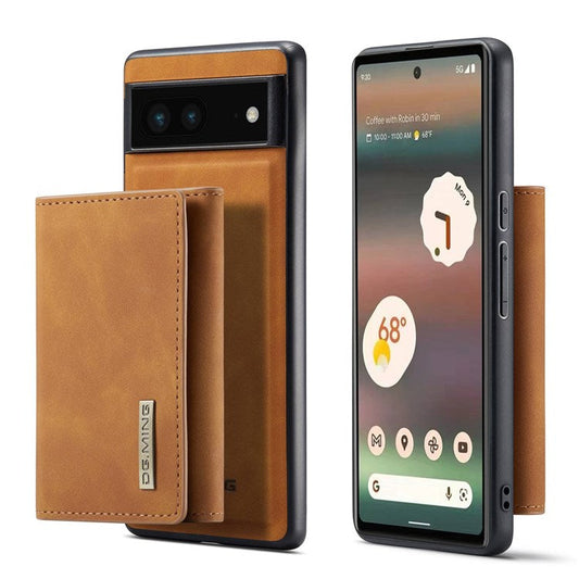 DG.MING M1 Series For Google Pixel 6a 5G Detachable Magnetic 2-in-1 Wallet PC+TPU+PU Leather Drop-proof Mobile Phone Case - Brown