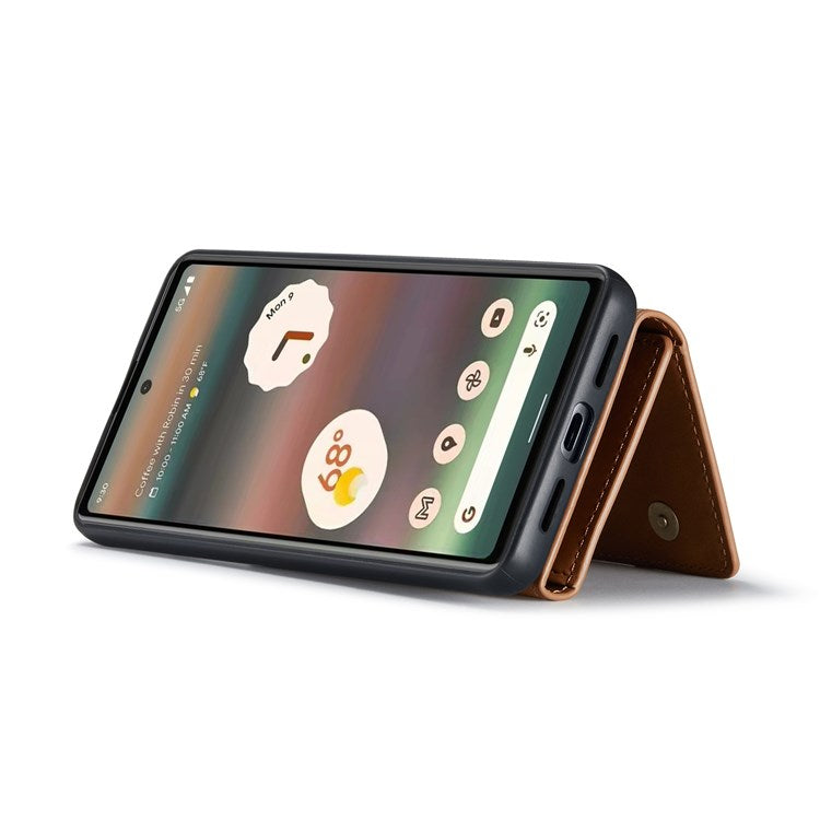 DG.MING M1 Series For Google Pixel 6a 5G Detachable Magnetic 2-in-1 Wallet PC+TPU+PU Leather Drop-proof Mobile Phone Case - Brown