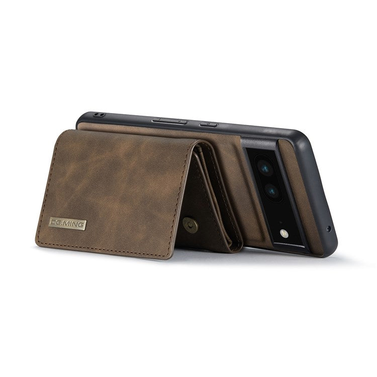 DG.MING M1 Series For Google Pixel 6a 5G Detachable Magnetic 2-in-1 Wallet PC+TPU+PU Leather Drop-proof Mobile Phone Case - Coffee