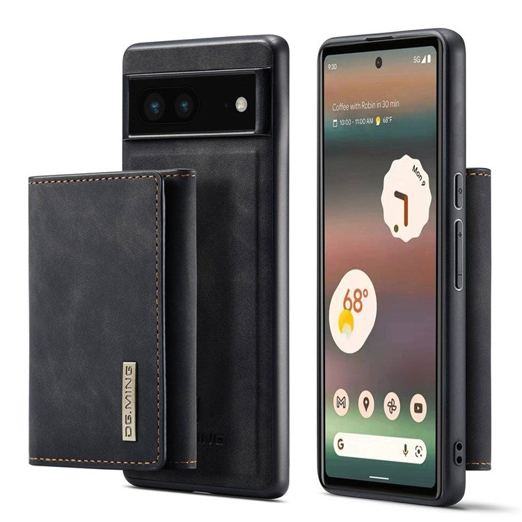 DG.MING M1 Series For Google Pixel 6a 5G Detachable Magnetic 2-in-1 Wallet PC+TPU+PU Leather Drop-proof Mobile Phone Case - Black