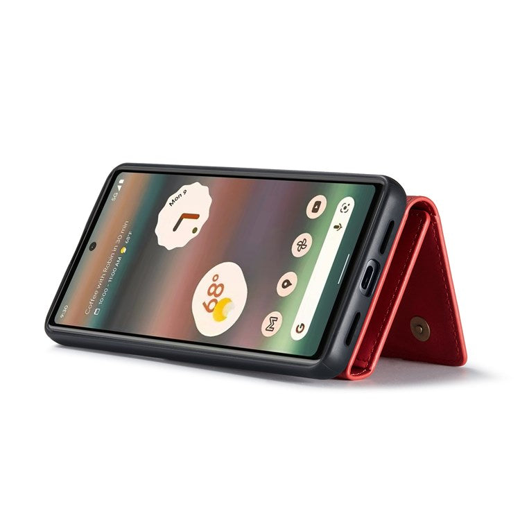 DG.MING M1 Series For Google Pixel 6a 5G Detachable Magnetic 2-in-1 Wallet PC+TPU+PU Leather Drop-proof Mobile Phone Case - Red