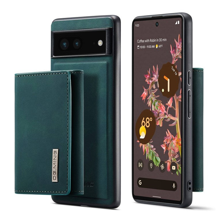 DG.MING M1 Series For Google Pixel 7 5G Magnetic 2-in-1 Wallet PC+TPU+PU Leather Phone Protective Case - Green
