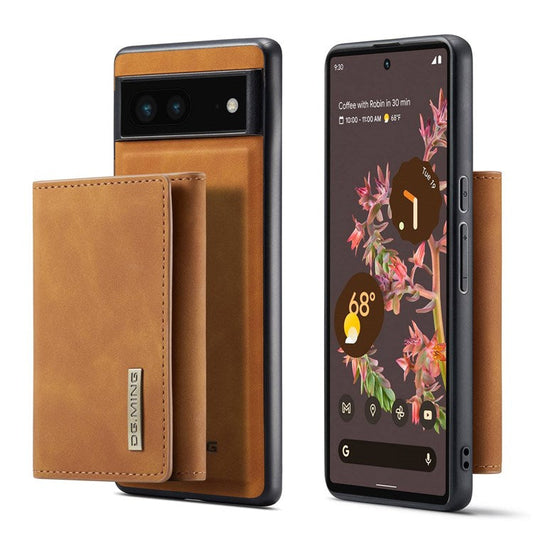 DG.MING M1 Series For Google Pixel 7 5G Magnetic 2-in-1 Wallet PC+TPU+PU Leather Phone Protective Case - Brown