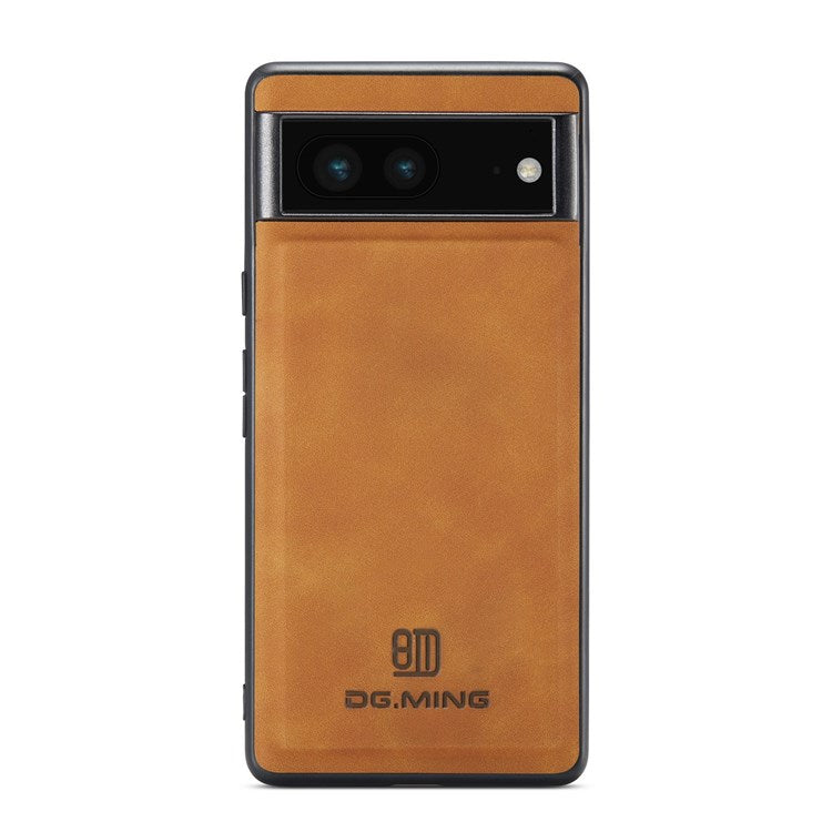 DG.MING M1 Series For Google Pixel 7 5G Magnetic 2-in-1 Wallet PC+TPU+PU Leather Phone Protective Case - Brown