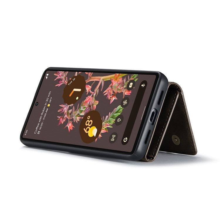 DG.MING M1 Series For Google Pixel 7 5G Magnetic 2-in-1 Wallet PC+TPU+PU Leather Phone Protective Case - Coffee