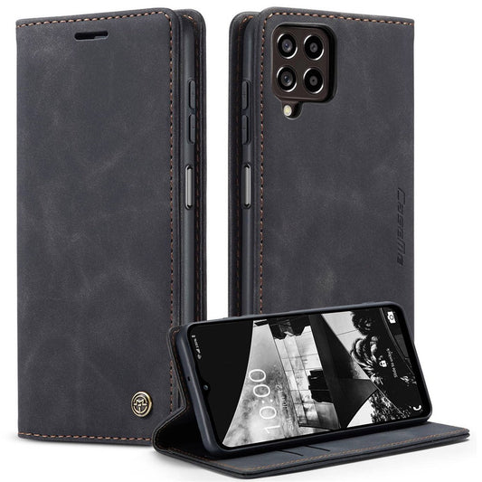 CASEME 013 Series for Samsung Galaxy M53 5G Anti-drop PU Leather Folio Flip Wallet Cover Adjustable Stand Phone Case - Black