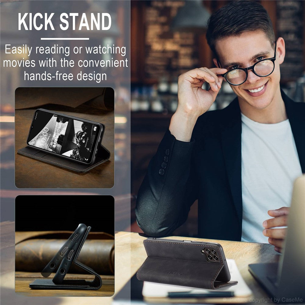 CASEME 013 Series for Samsung Galaxy M53 5G Anti-drop PU Leather Folio Flip Wallet Cover Adjustable Stand Phone Case - Black