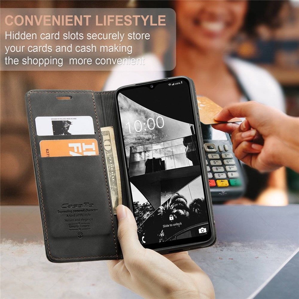 CASEME 013 Series for Samsung Galaxy M53 5G Anti-drop PU Leather Folio Flip Wallet Cover Adjustable Stand Phone Case - Black