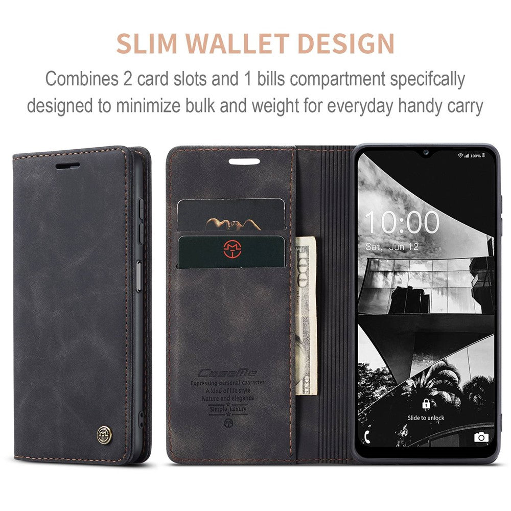 CASEME 013 Series for Samsung Galaxy M53 5G Anti-drop PU Leather Folio Flip Wallet Cover Adjustable Stand Phone Case - Black