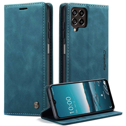 CASEME 013 Series for Samsung Galaxy M53 5G Anti-drop PU Leather Folio Flip Wallet Cover Adjustable Stand Phone Case - Blue