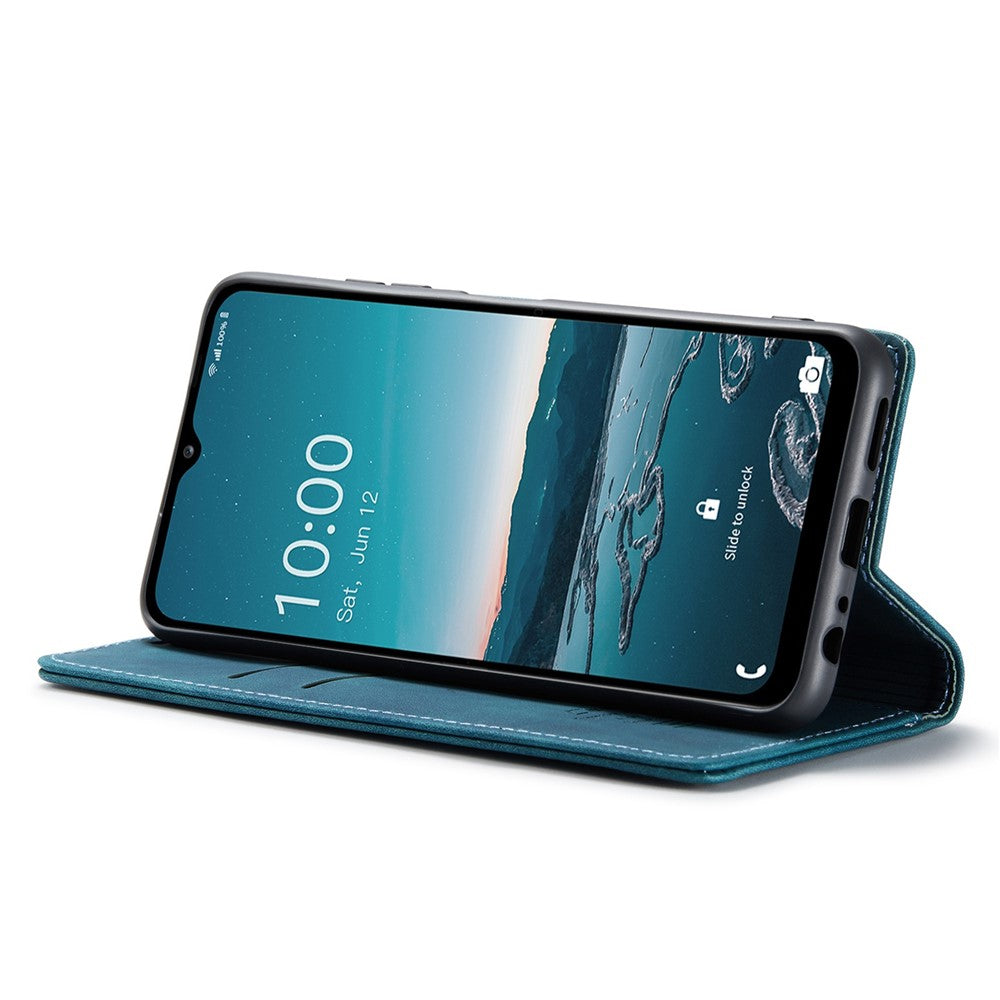 CASEME 013 Series for Samsung Galaxy M53 5G Anti-drop PU Leather Folio Flip Wallet Cover Adjustable Stand Phone Case - Blue