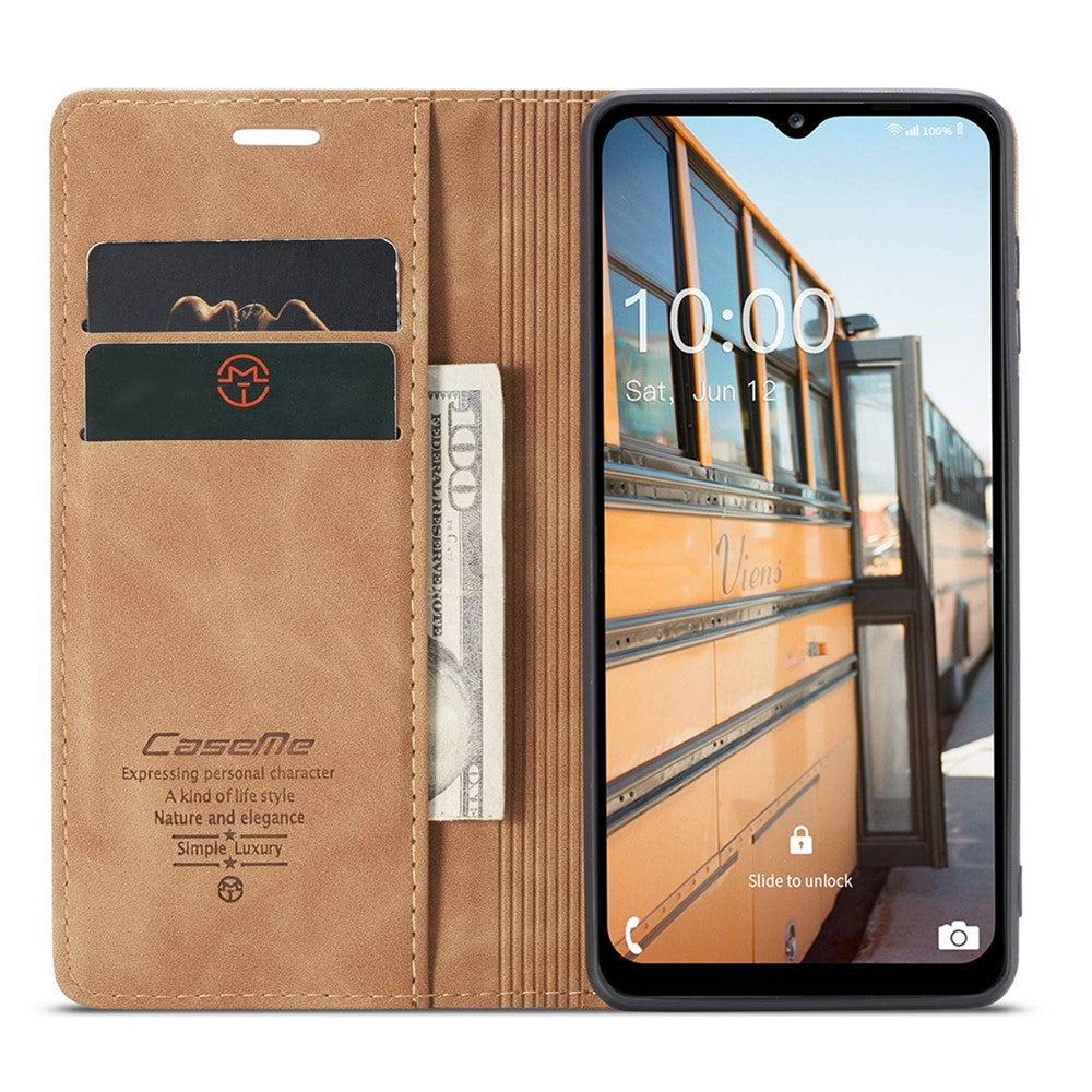 CASEME 013 Series for Samsung Galaxy M53 5G Anti-drop PU Leather Folio Flip Wallet Cover Adjustable Stand Phone Case - Brown