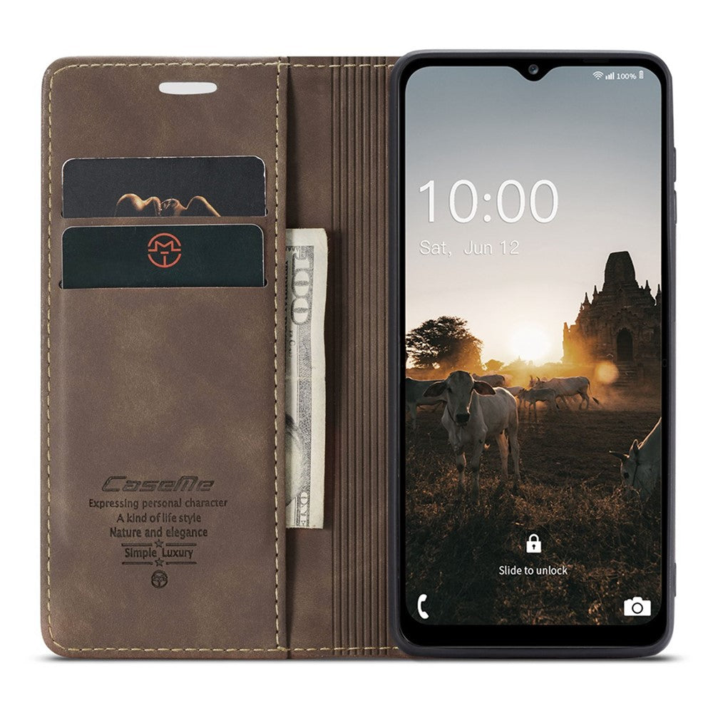 CASEME 013 Series for Samsung Galaxy M53 5G Anti-drop PU Leather Folio Flip Wallet Cover Adjustable Stand Phone Case - Coffee
