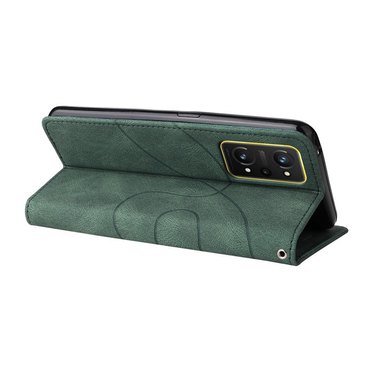 KT Leather Series-1 for Realme GT Neo2 5G/GT Neo 3T 5G Foldable Stand Phone Case Dual-color Splicing PU Leather Wallet Folio Flip Cover - Green