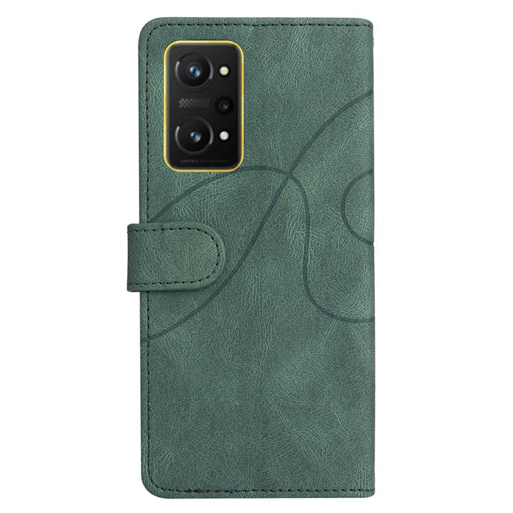 KT Leather Series-1 for Realme GT Neo2 5G/GT Neo 3T 5G Foldable Stand Phone Case Dual-color Splicing PU Leather Wallet Folio Flip Cover - Green