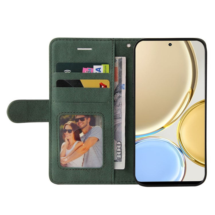 KT Leather Series-1 for Honor X9 5G/X30 5G/Magic 4 Lite 5G Dual-color Splicing Stand Wallet PU Leather Case Phone Cover - Green
