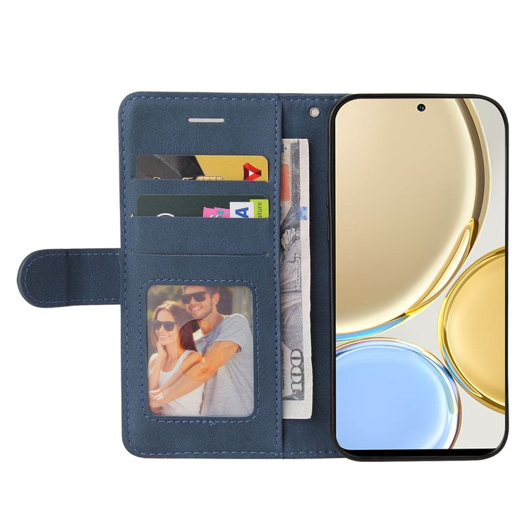 KT Leather Series-1 for Honor X9 5G/X30 5G/Magic 4 Lite 5G Dual-color Splicing Stand Wallet PU Leather Case Phone Cover - Blue