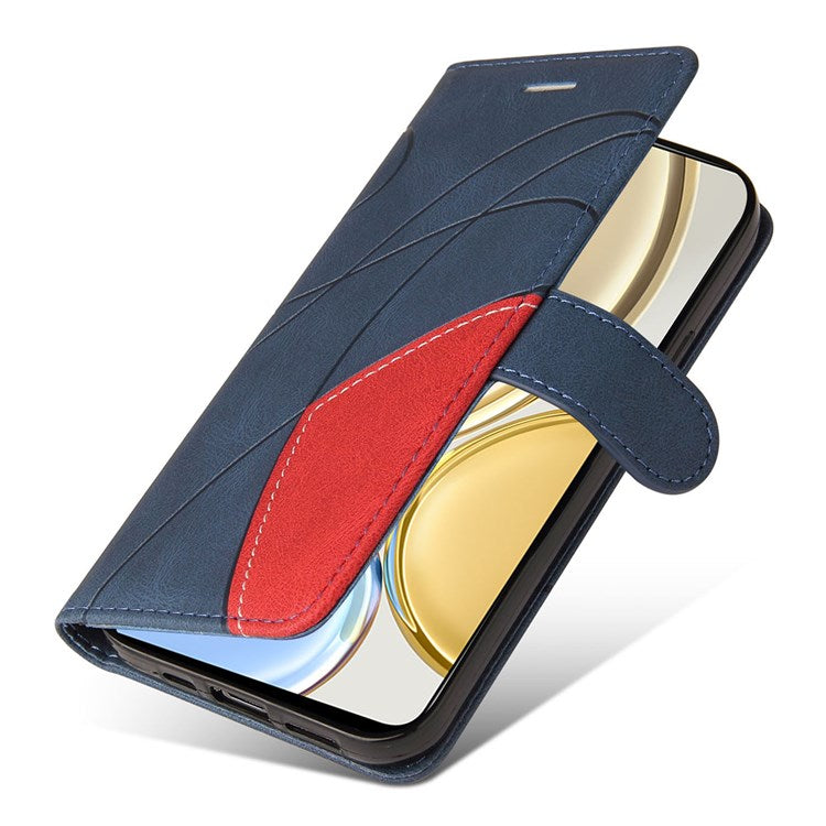 KT Leather Series-1 for Honor X9 5G/X30 5G/Magic 4 Lite 5G Dual-color Splicing Stand Wallet PU Leather Case Phone Cover - Blue