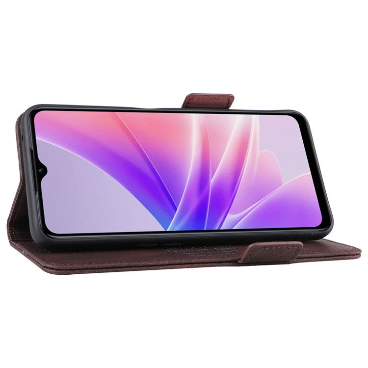 For Oppo A57 (2022) 5G / A77 5G / OnePlus Nord N300 5G / Realme V23 5G Hardware Design PU Leather Wallet Stand Case Book Style Phone Cover - Coffee