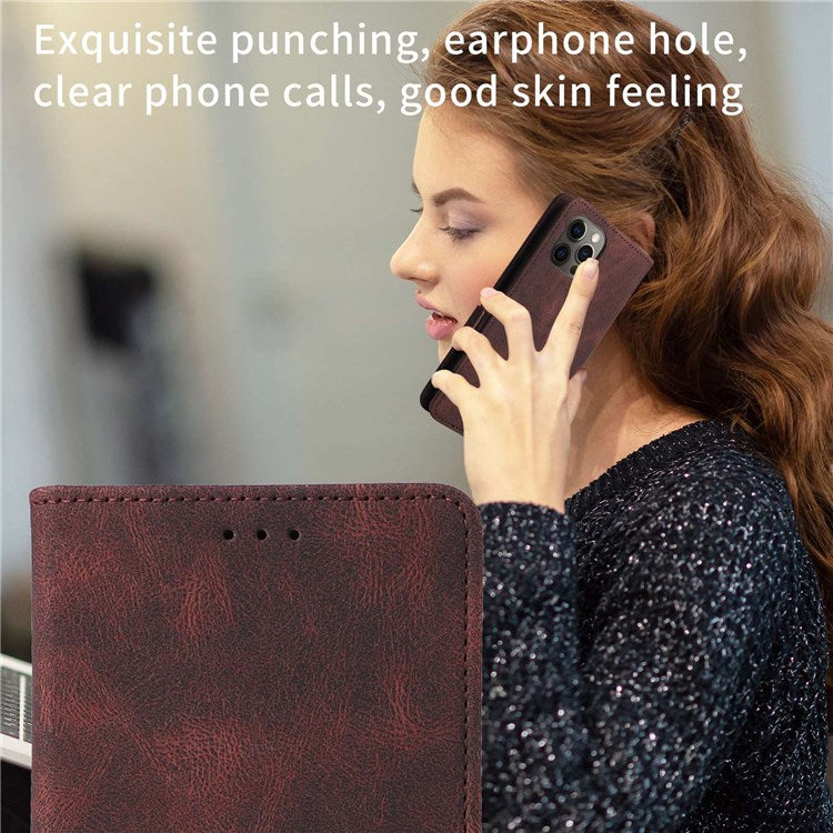 For Oppo A57 (2022) 5G / A77 5G / OnePlus Nord N300 5G / Realme V23 5G Hardware Design PU Leather Wallet Stand Case Book Style Phone Cover - Coffee