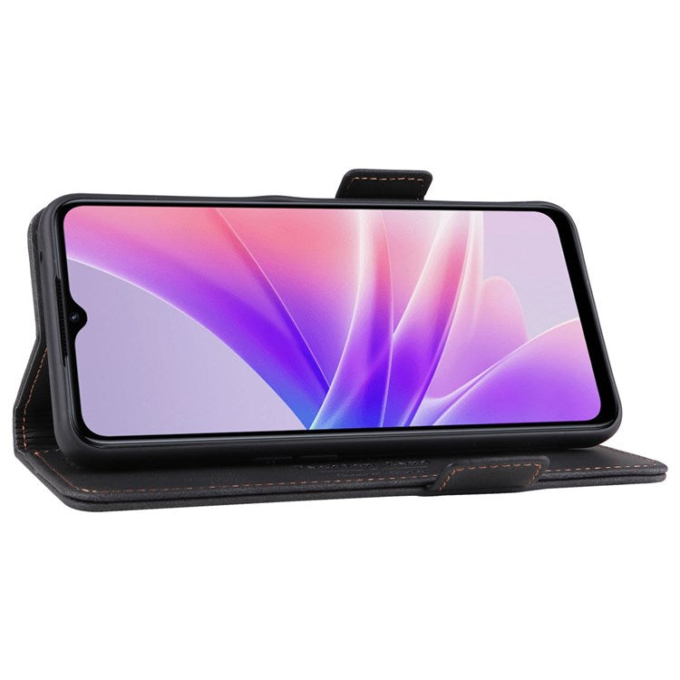 For Oppo A57 (2022) 5G / A77 5G / OnePlus Nord N300 5G / Realme V23 5G Hardware Design PU Leather Wallet Stand Case Book Style Phone Cover - Black