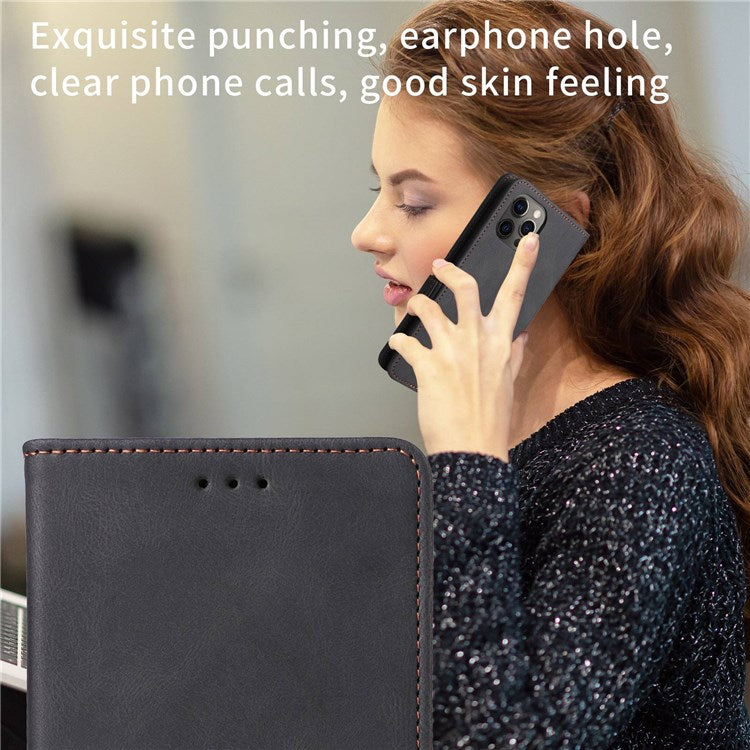 For Oppo A57 (2022) 5G / A77 5G / OnePlus Nord N300 5G / Realme V23 5G Hardware Design PU Leather Wallet Stand Case Book Style Phone Cover - Black