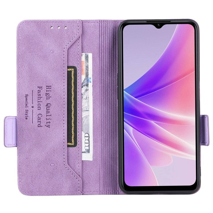 For Oppo A57 (2022) 5G / A77 5G / OnePlus Nord N300 5G / Realme V23 5G Hardware Design PU Leather Wallet Stand Case Book Style Phone Cover - Purple