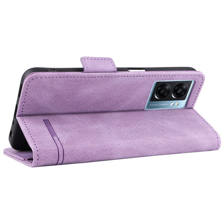 For Oppo A57 (2022) 5G / A77 5G / OnePlus Nord N300 5G / Realme V23 5G Hardware Design PU Leather Wallet Stand Case Book Style Phone Cover - Purple