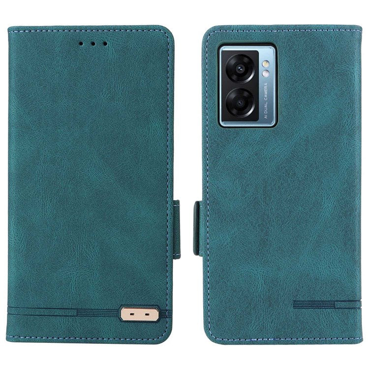 For Oppo A57 (2022) 5G / A77 5G / OnePlus Nord N300 5G / Realme V23 5G Hardware Design PU Leather Wallet Stand Case Book Style Phone Cover - Blue