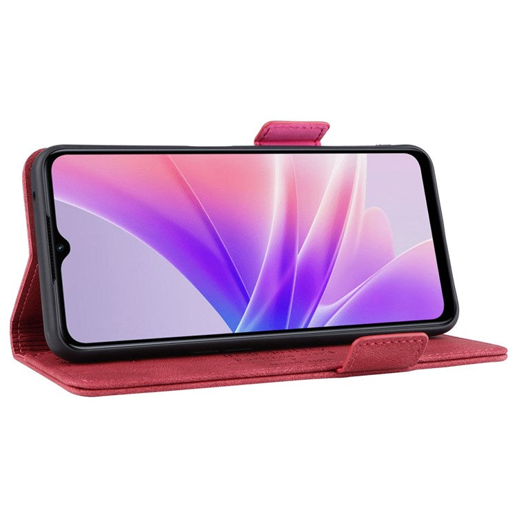 For Oppo A57 (2022) 5G / A77 5G / OnePlus Nord N300 5G / Realme V23 5G Hardware Design PU Leather Wallet Stand Case Book Style Phone Cover - Red