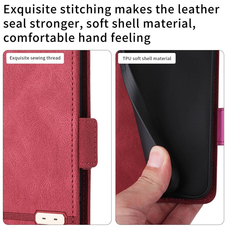 For Oppo A57 (2022) 5G / A77 5G / OnePlus Nord N300 5G / Realme V23 5G Hardware Design PU Leather Wallet Stand Case Book Style Phone Cover - Red