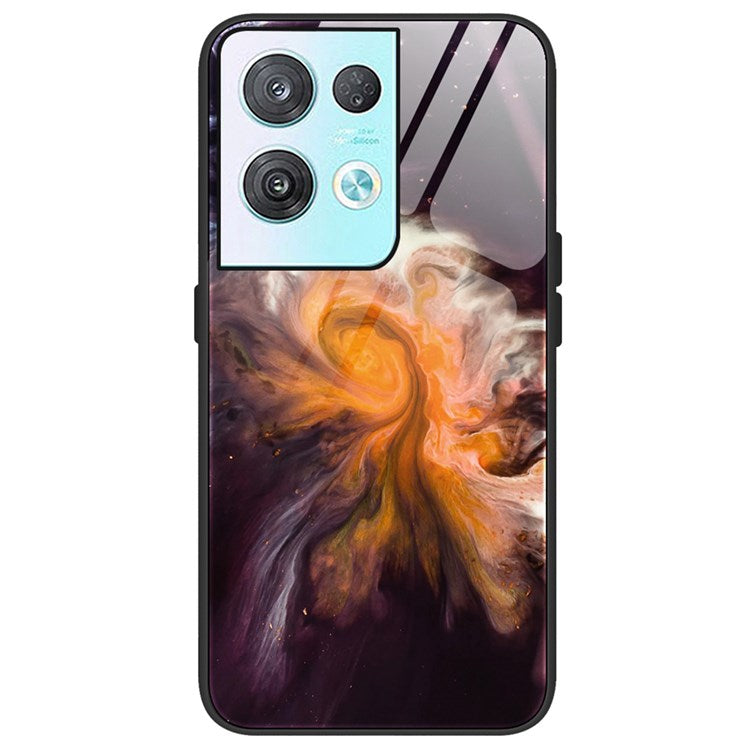 Marble Pattern Drop-proof Phone Case for Oppo Reno8 5G (Global Version) / Oppo Reno8 5G, Tempered Glass + PC + TPU Hybrid Cover - DL01