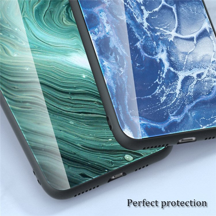 Marble Pattern Drop-proof Phone Case for Oppo Reno8 5G (Global Version) / Oppo Reno8 5G, Tempered Glass + PC + TPU Hybrid Cover - DL02