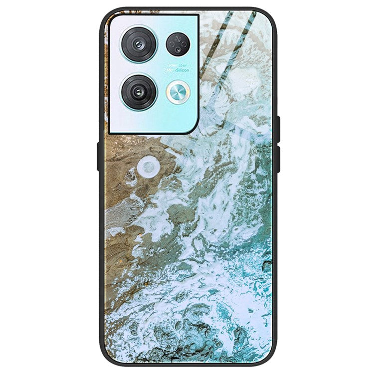 Marble Pattern Drop-proof Phone Case for Oppo Reno8 5G (Global Version) / Oppo Reno8 5G, Tempered Glass + PC + TPU Hybrid Cover - DL06