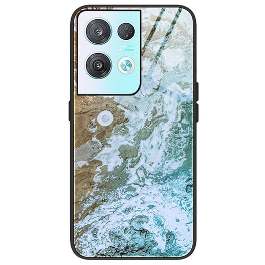 Marble Pattern Drop-proof Phone Case for Oppo Reno8 5G (Global Version) / Oppo Reno8 5G, Tempered Glass + PC + TPU Hybrid Cover - DL06