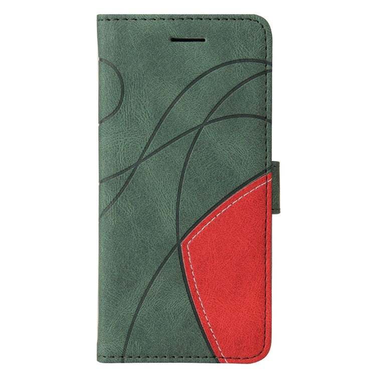 KT Leather Series-1 for Oppo A57 (2022) 5G / A77 5G / Realme V23 5G Dual-color Splicing PU Leather Stand Wallet Phone Case Folio Flip Cover - Green