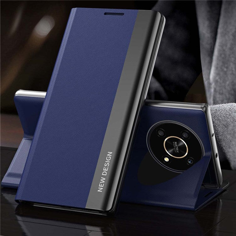 For Honor X9 5G / X30 5G / Magic4 Lite 5G Wear-resistant PU Leather Stand Function Case Electroplating Cell Phone Cover - Sapphire