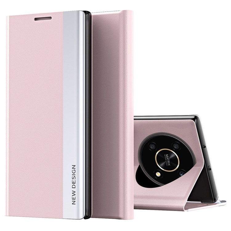 For Honor X9 5G / X30 5G / Magic4 Lite 5G Wear-resistant PU Leather Stand Function Case Electroplating Cell Phone Cover - Pink