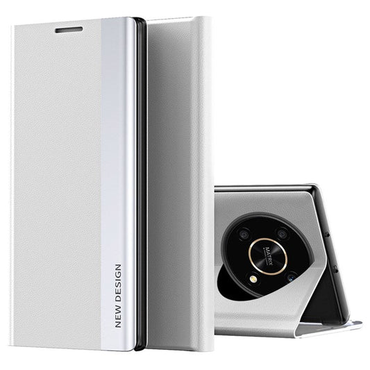 For Honor X9 5G / X30 5G / Magic4 Lite 5G Wear-resistant PU Leather Stand Function Case Electroplating Cell Phone Cover - White