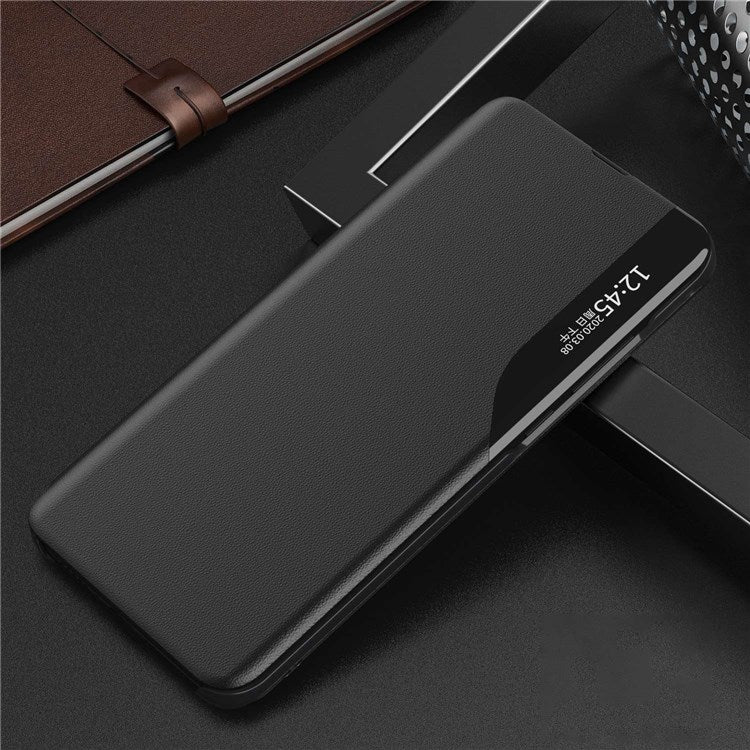 For Honor X9 5G / X30 5G / Magic4 Lite 5G Well-protected Phone Case Clear View Window Stand Feature Leather Protective Shell - Black